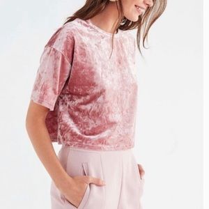 URBAN OUTFITTERS Crush Velvet Crop Top in pink, S